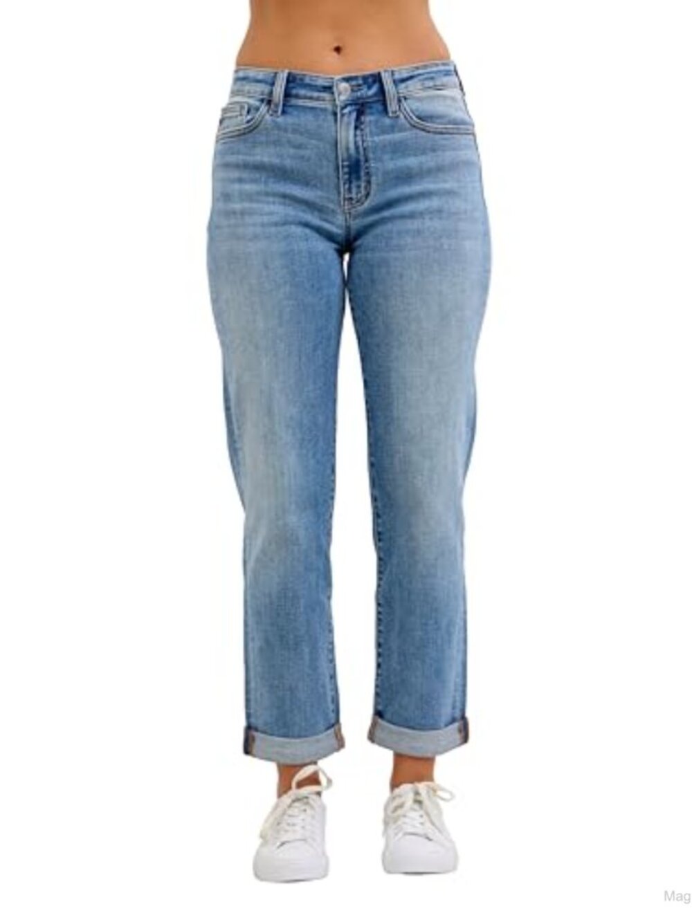 Judy Blue Mid Rise Boyfriend Jeans Straight Leg Cotton Blend
